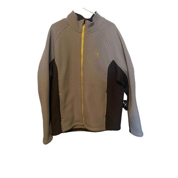 Spyder Mens Gray Black Foremost Full Zip Heavyweight Core Knit Jacket Size XL - Picture 1 of 14